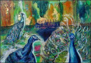 Peinture de Nine Rolland : 'L'le aux paons' !