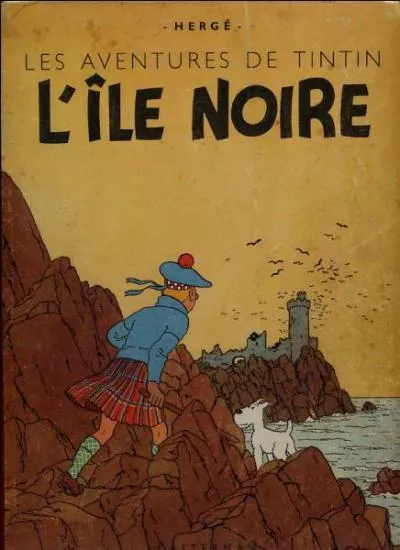 1938 : Une fois de plus, Tintin devance l'histoire et se rend en Grande-Bretagne deux ans avant l'appel du 18 juin. La couverture de  L'le noire  que je vous soumets est absolument authentique, mais ce n'est pas la plus rpandue : pourquoi ?