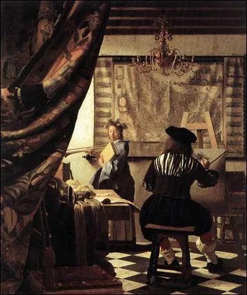 Tableau de Johannes Vermeer. Juste une question cousue de fil blanc ! Quand on fait le doublage de rideaux pour en assurer la tenue - ils doivent plomber - comment doit-on faire les ourlets du bas ?