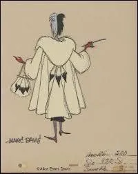 Voici un croquis d'un vtement noir et blanc dont le got est discutable, mais qui est diablement identifiable. Qui est sa propritaire grande amatrice de mode ?