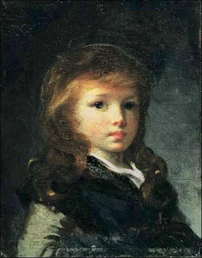 Portrait d'enfant au bret vert.