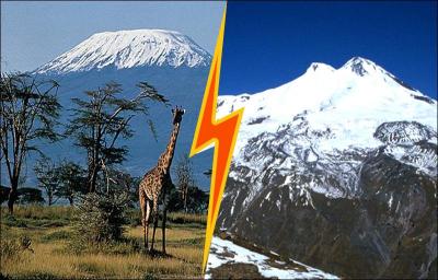 Le sommet du Kilimandjaro en Afrique est-il plus haut ou moins haut que le sommet de l'Elbrouz en Europe ?