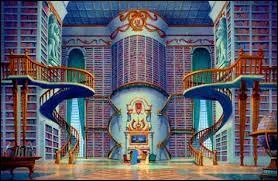 C'est un intrieur luxueux, voire somptueux, d'une demeure manifestement trs haute de plafond. Chez qui sommes-nous lorsqu'on rejoint cette magnifique bibliothque ?