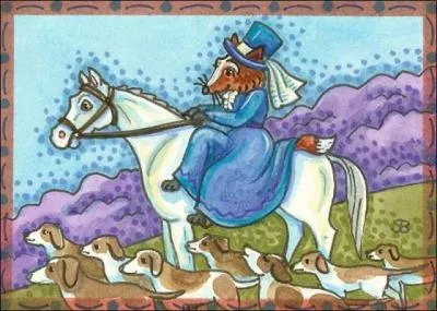 Une partie de chasse lgante en compagnie de dame ------- qui monte son cheval --------.