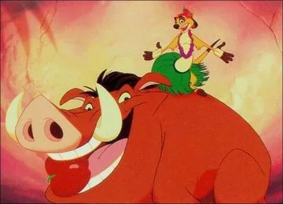 Le roi lion : Dans la chanson  L'Hawaenne  , Pimon et Pumbaa font diversion mais face  combien de hynes ?