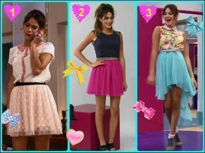 Regarde bien la photo et dis-moi quelle tenue Violetta dteste : la 1, la 2 ou la 3 ?
