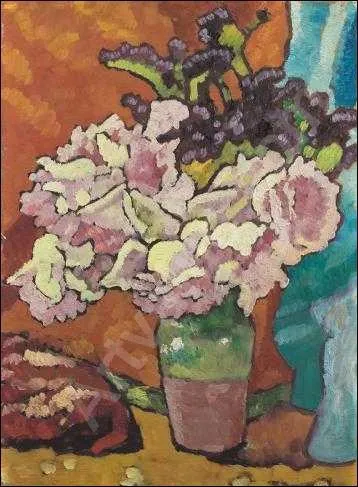 Bouquet de fleurs sur fond orange.