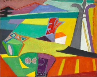 Paysage en vert et orange.