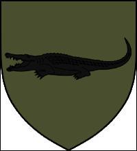 Quelle maison représente un crocodile sur fond vert sombre ?