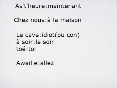 Et pour finir facilement, grâce à l'image, pouvez-vous me dire ce que signifie cette phrase en joual (français québécois), en français international : "Awaille, viens t-en donc chez nous, as't'heure, le cave ! " ?