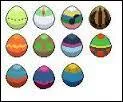 D'après les couleurs de ces ufs cochez la liste des Pokémon qui leur ressemblent.
