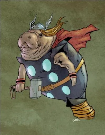 Quel dieu est représenté par ce lamantin caricatural ?