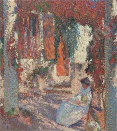 Mère et enfant dans le jardin.