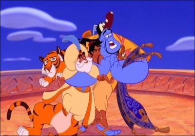 Qui vois-tu sur cette image tirée du dessin animé "Aladdin" ?