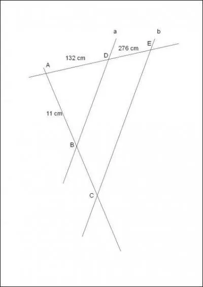 Calcule la longueur de [AC] en sachant que a // b.