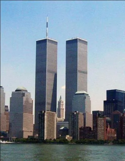 Voici une vue des tours jumelles du WTC  New-York, datant de 1990. Elles sont prsentes au gnrique d'une clbre srie, jusqu'en septembre 2001, puis en disparaissent, rejoignant ainsi la triste ralit. Quelle est cette srie ?