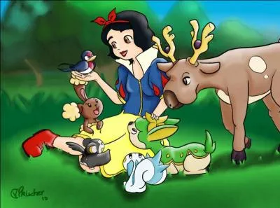 Citez les pokémon qui sont présents dans cette scène de "Blanche-Neige" : (3 réponses)