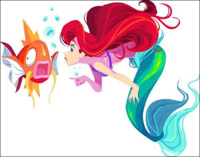 Sur la photo, qui est le poisson au côté de la princesse Ariel ?