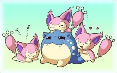 Quel nom porte le pokémon qui est entouré de mignons Skitty ?