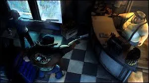 Dans quelle vidéo un homme s'entraîne-t-il à défendre sa station service ?