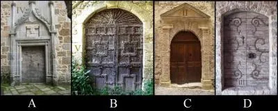 La réponse de cette énigme me permet de trouver une ouverture. Je refais le tour du château et 4 autres ouvertures de 4 époques différentes semblent accéder à l'intérieur du château. Quelle porte dois-je ouvrir ?