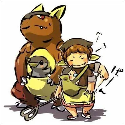 Quel est le Pokémon imité par cette mère et son enfant ?