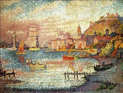 Chef de file du mouvement pointilliste, ayant vécu à Saint Tropez, qui a réalisé cette toile représentant la mer, et le port de Saint Tropez ?