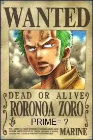 Quelle est la prime de Zoro après l'Arc Enies Lobby ?