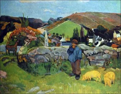 Qui a peint Paysage breton avec cochons ?