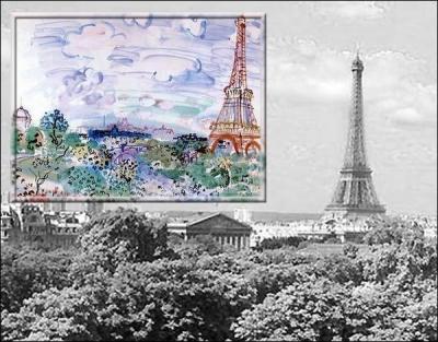 A quel peintre, illustrateur, dessinateur et graveur décédé en 1953 devons-nous cette aquarelle de la tour Eiffel ?