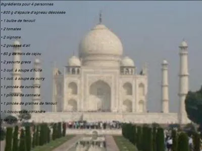 De quel pays nous vient la recette de l'agneau aux noix de cajou ?