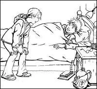 Qui est le garçon malade, alité ?