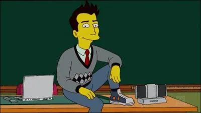 Lui aussi, on ne le voit que dans un seul épisode en tant que remplaçant de la professeur de Bart. Comment s'appelle-t-il ?