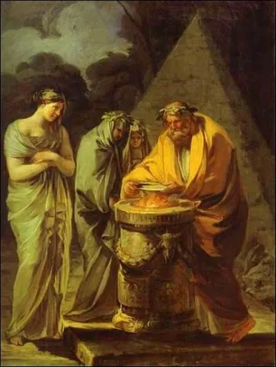 Notre amie Hestia aime beaucoup la peinture et elle saura s&ucirc;rement reconna&icirc;tre l'auteur de cette toile intitul&eacute;e "Sacrifice &agrave; Hestia" :