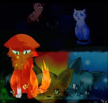 Qui est avec Poil d'Écureuil, Pelage de Lion, Feuille de Houx et il de Geai pendant un incendie ?