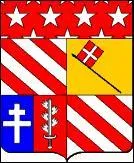 A qui appartiennent ces armoiries ?
Écartelé : 1 et 4, d'argent, à trois bandes de gueules ; 2, d'or, à l'étendard de gueules, à la croix d'argent, posée en bande, la table de sable ; 3, parti : a, d'azur, à la croix de Lorraine d'or ; b, de gueules, à l'épée flamboyante en pal d'argent ; au chef des ducs de l'Empire brochant.
