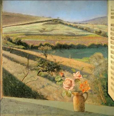 Le bouquet de roses sur la fenêtre.