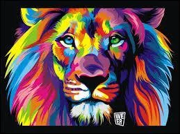 Comment est ce magnifique lion plein de couleurs, en suédois ?