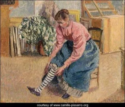 Quel peintre impressionniste a réalisé la toile "Femme tirant sur son bas" ?