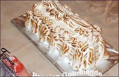 Nous allons nous régaler avec cette omelette norvégienne, quel biscuit imbibé d'alcool trouve-t-on entre meringue et glace ?
