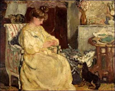 Qui a peint Femme avec chien et chat ?