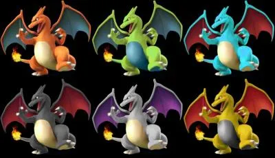 Sachant que le premier Dracaufeu a sa couleur normale, qui des 5 autres est shiney ?