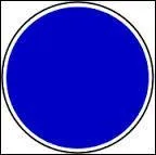 Ce panneau de forme ronde à fond bleu et au rebord blanc signale...