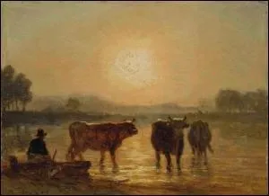 Qui a peint Vaches s'abreuvant au coucher du soleil ?