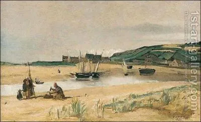 Qui a peint "Plage de sable avec bateaux et pêcheurs" ?