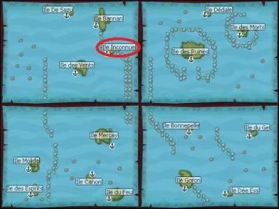 Quelle forme a l'île inconnue sur la carte maritime du nord-ouest ?