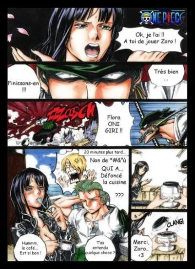 Un cuisinier nommé Sanji a déposé une plainte. Quelqu'un aurait détruit sa cuisine, grâce à la caméra de surveillance nous pouvons apercevoir un dialogue entre deux membres de l'équipage, découvrez la vérité !