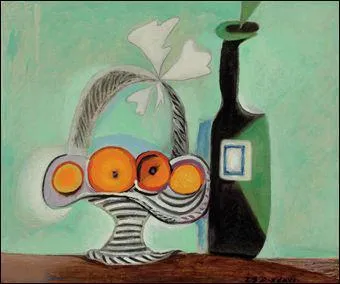 Qui a peint Nature morte, bouteille et corbeille de fruits ?
