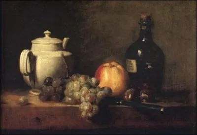 Qui a peint Théière blanche avec raisins blancs et noir, et châtaignes ?