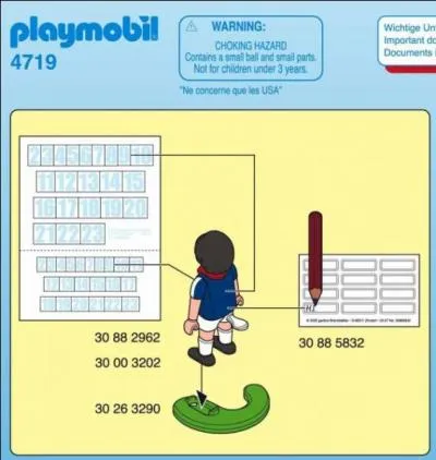 Enfin, une mystérieuse boîte d'un footballeur playmobil existerait sous la référence 4719, un modèle intercalé entre le joueur grec (4718) et le Portugais (4720), elle est aujourd'hui introuvable, sans doute vendue à très peu d'exemplaires aux USA et dont on a pas une seule photo... Quel serait-il ?